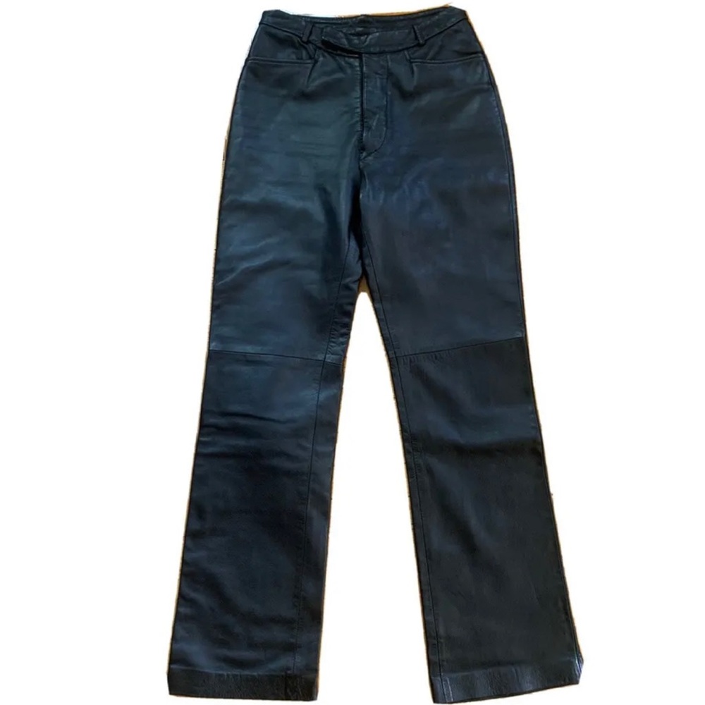 VTG Y2K Gucci Tom Ford Black Leather Bootcut Straight Leg Pants Sz 44